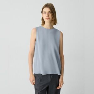 Theory Shell Top in Silk Georgette, Blue, Size Medium